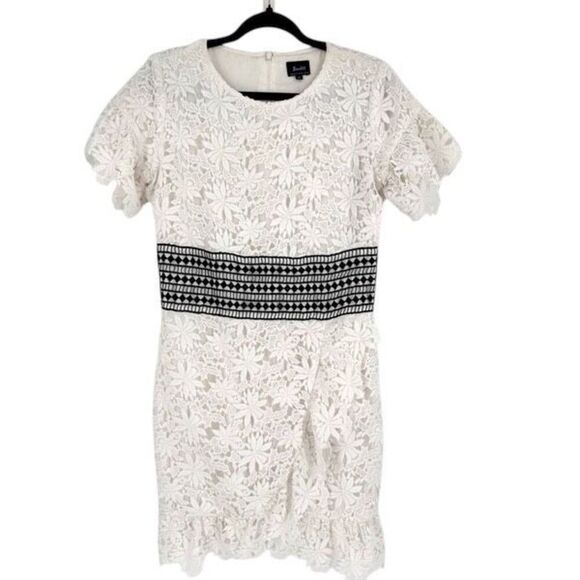 Bardot Reese White Floral Crochet Lace Dress Size 10 Party Dress‎ Up Black White - Picture 2 of 15